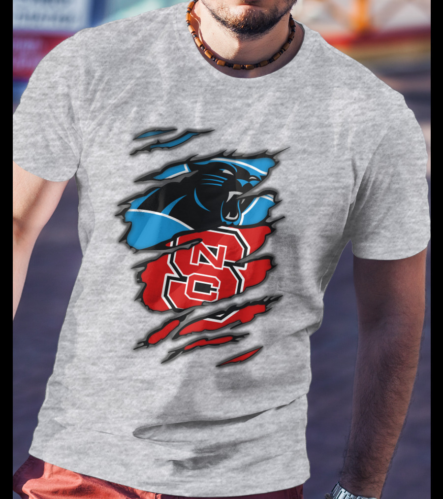 Carolina Panthers Nc State Wolfpack Claw Mark Logo Mashup T-Shirt