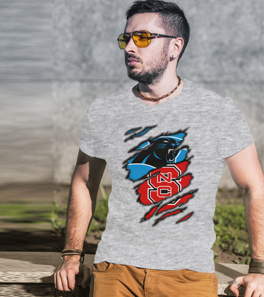 Carolina Panthers Nc State Wolfpack Claw Mark Logo Mashup T-Shirt