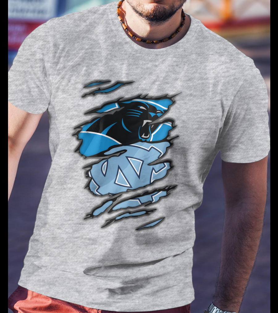 Carolina Panthers And North Carolina Tar Heels Logo Mashup T-Shirt