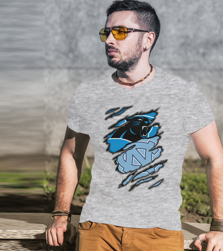 Carolina Panthers And North Carolina Tar Heels Logo Mashup T-Shirt