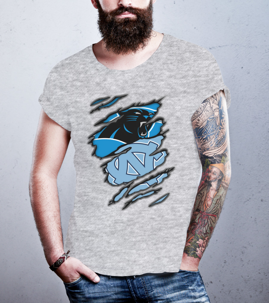 Carolina Panthers And North Carolina Tar Heels Logo Mashup T-Shirt