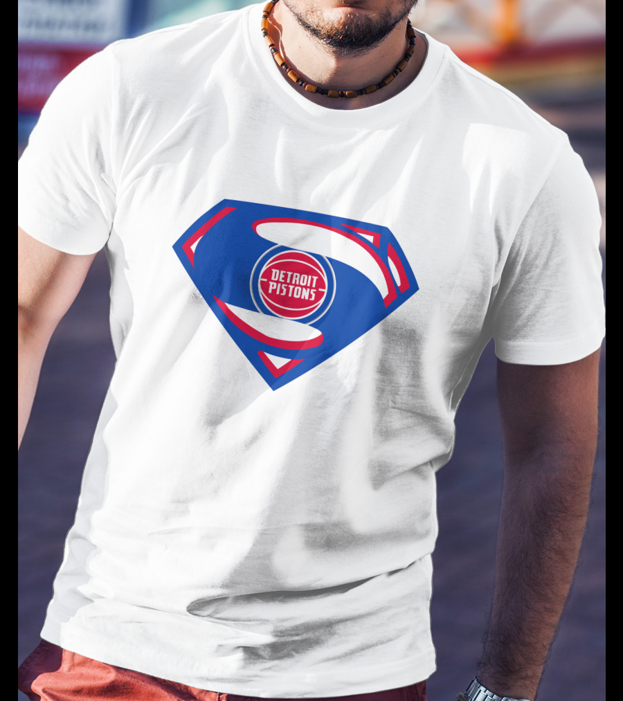 Detroit Pistons Superman Logo Combination T-Shirt