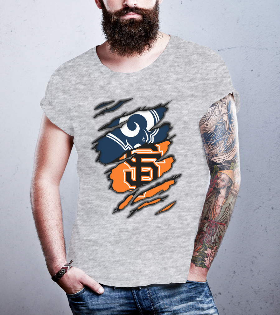 Los Angeles Rams San Francisco Giants Claw Scratch T-Shirt