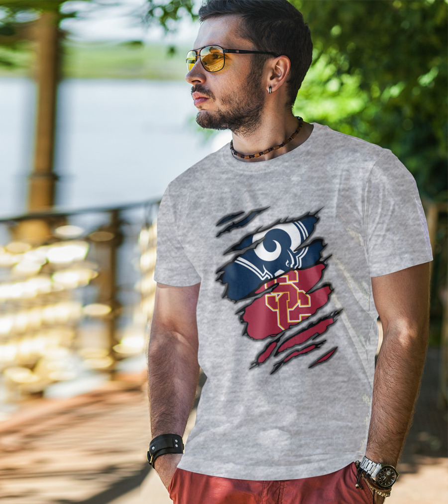Rams USC Trojans Claw Marks T-Shirt
