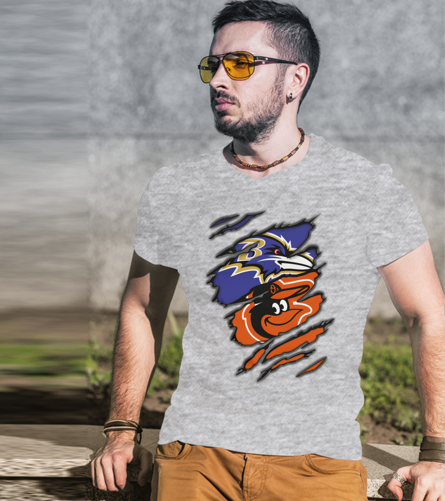 Baltimore Ravens Orioles Logo Mashup T-Shirt