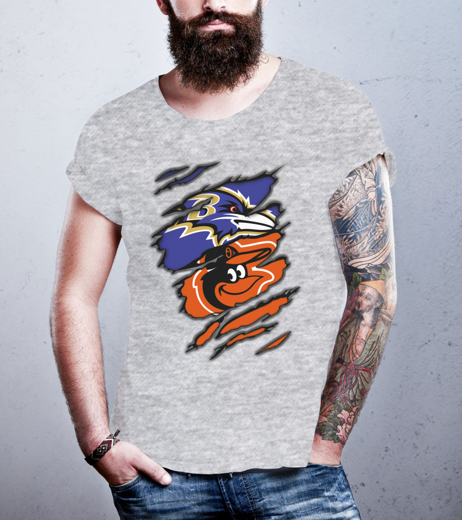 Baltimore Ravens Orioles Logo Mashup T-Shirt