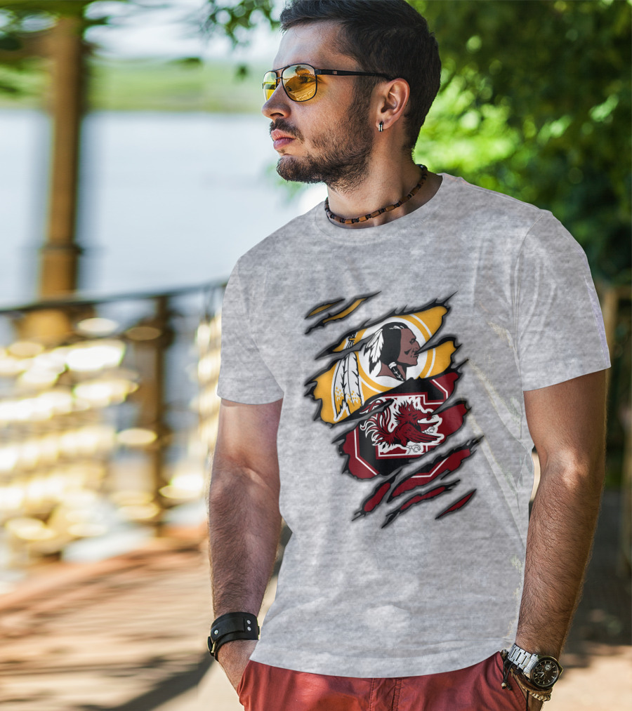 Redskins South Carolina Gamecocks Logo Mashup T-Shirt