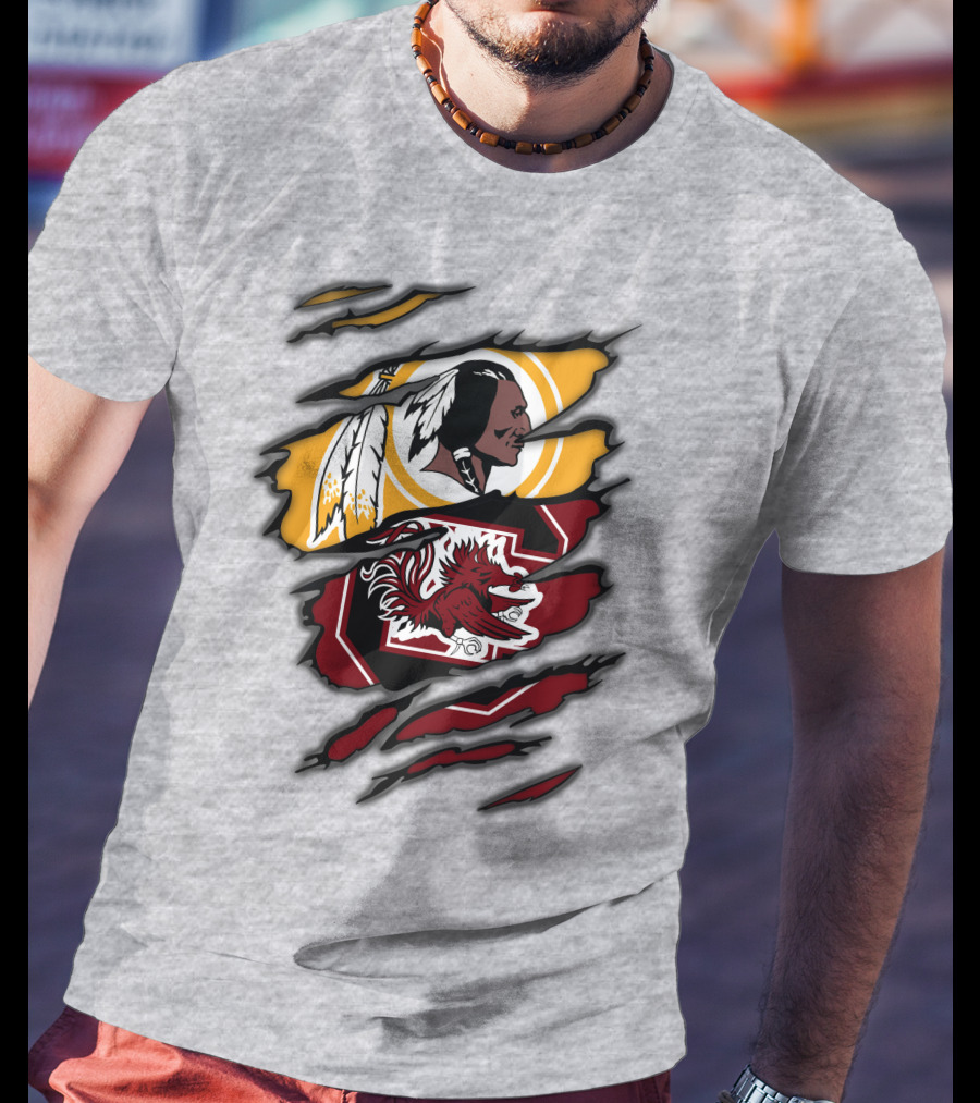 Redskins South Carolina Gamecocks Logo Mashup T-Shirt