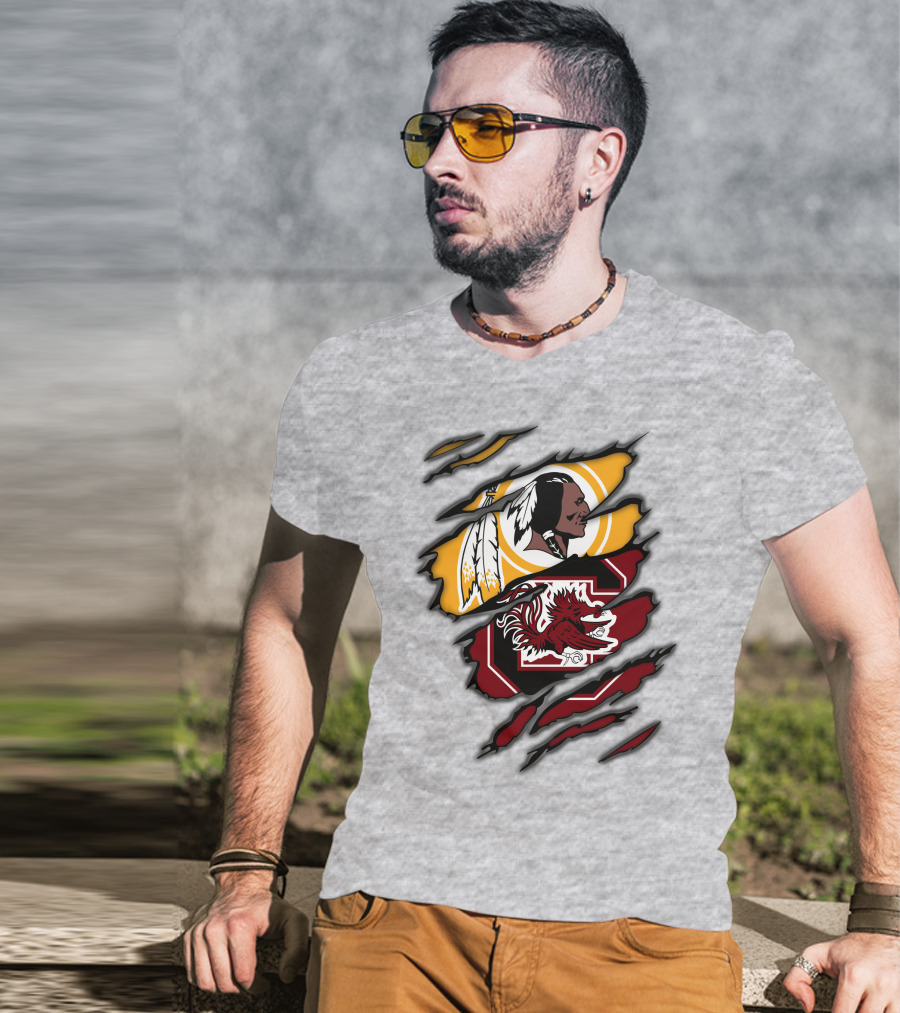 Redskins South Carolina Gamecocks Logo Mashup T-Shirt