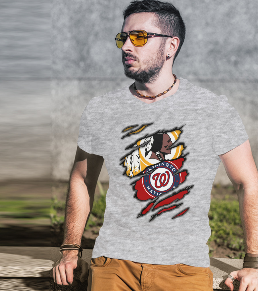 Washington Redskins And Washington Nationals Logo Mashup T-Shirt