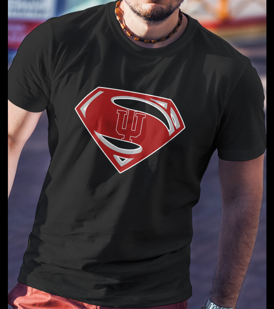 Superman Indiana Hoosiers IU Logo Emblem T-Shirt