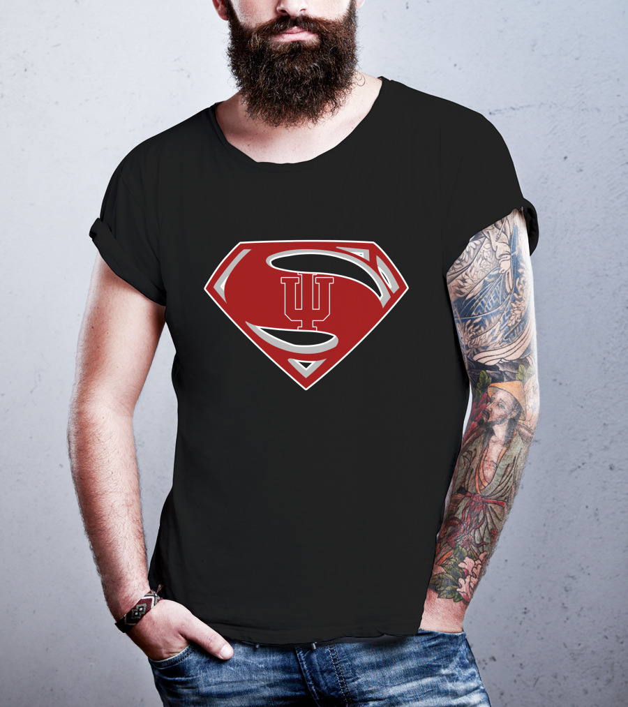 Superman Indiana Hoosiers IU Logo Emblem T-Shirt
