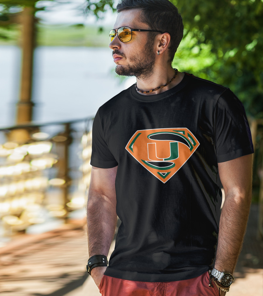 Superman Miami Hurricanes Logo Fusion T-Shirt