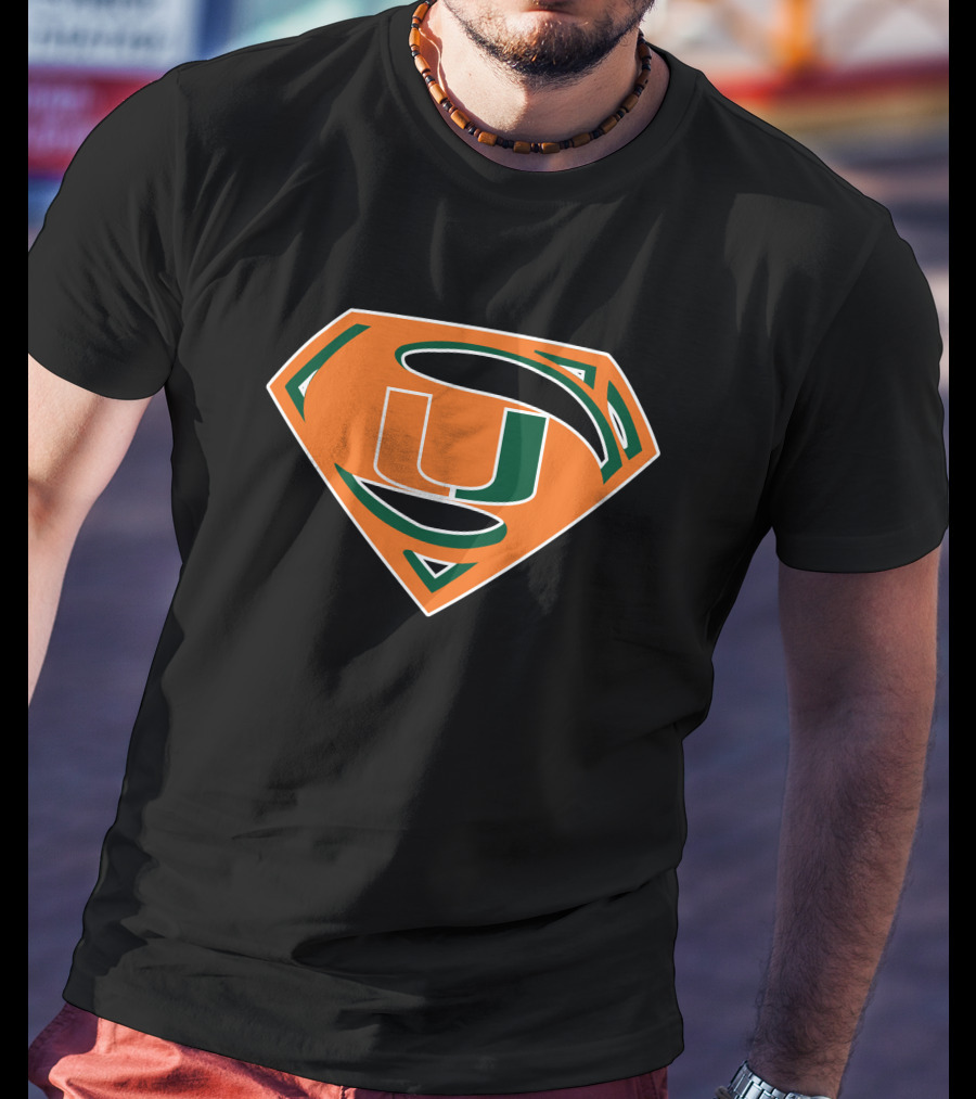 Superman Miami Hurricanes Logo Fusion T-Shirt