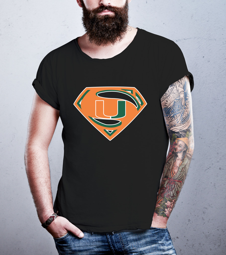 Superman Miami Hurricanes Logo Fusion T-Shirt