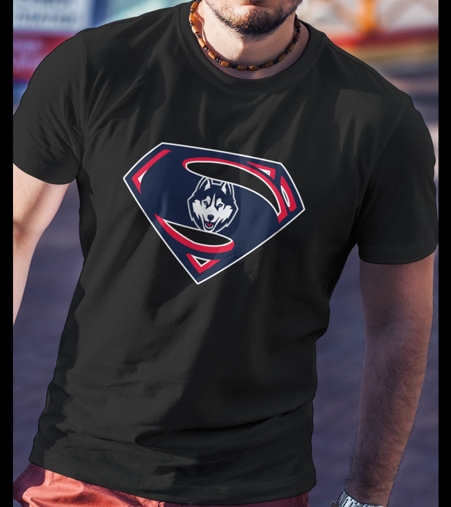 Superman Huskies Shield Logo Emblem T-Shirt