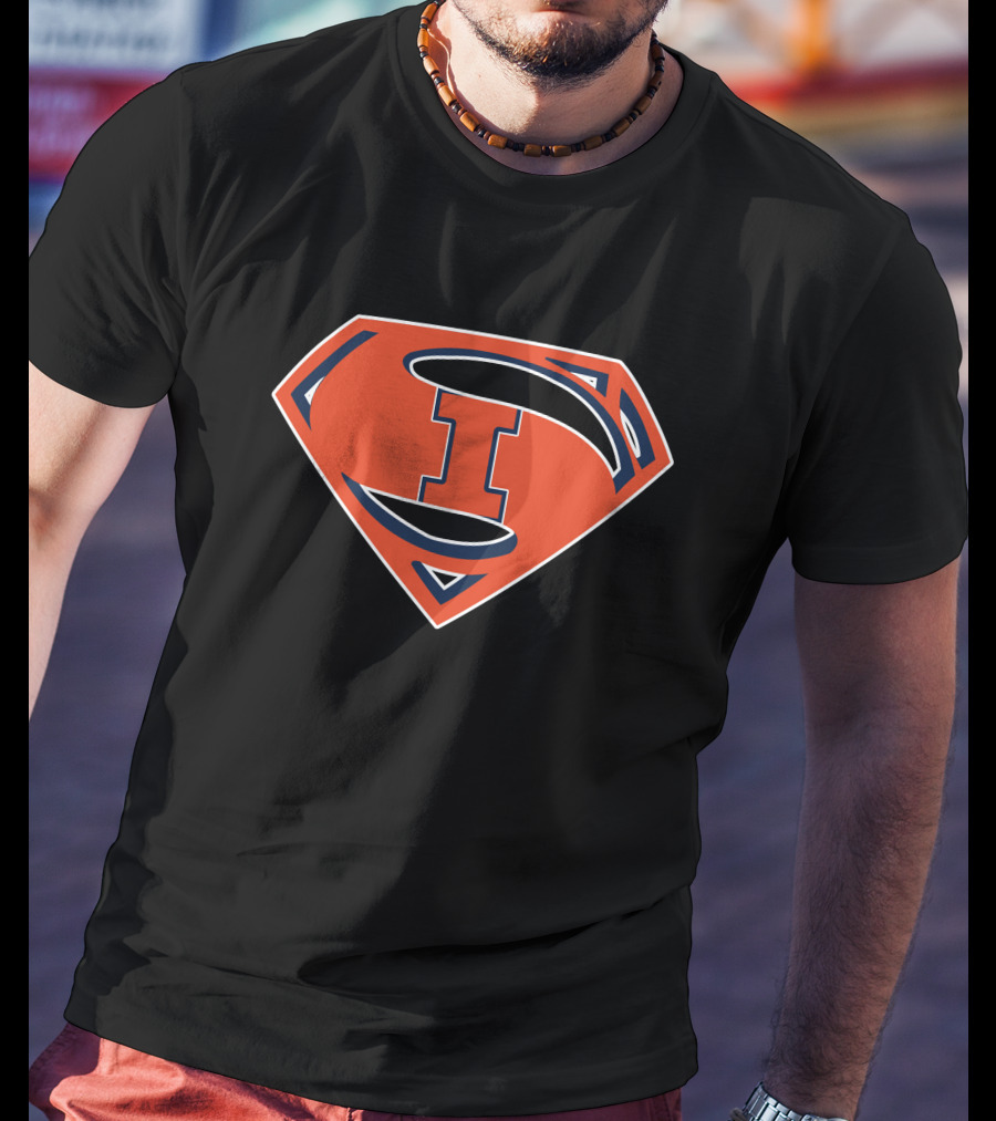 Superman Illinois Fighting Illini Logo Emblem T-Shirt