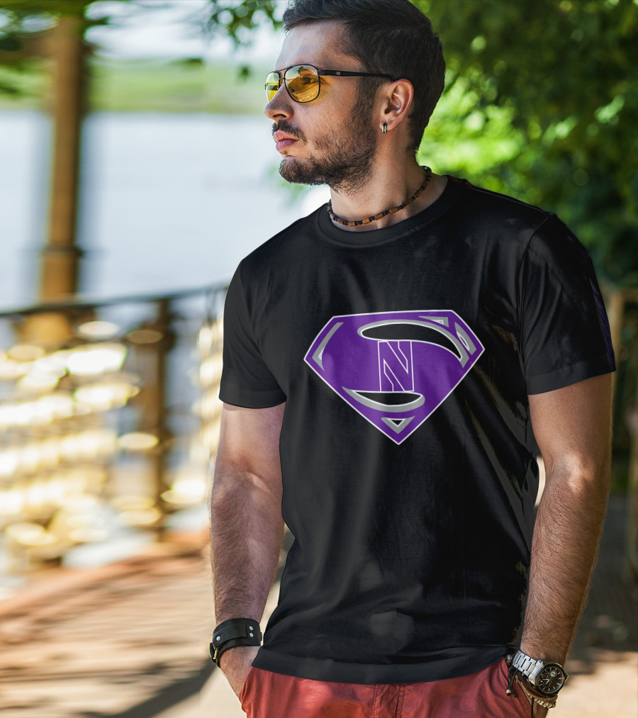 Superman NWildcats Purple Shield T-Shirt
