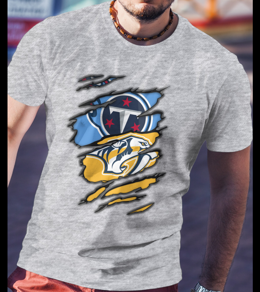 Tennessee Titans Nashville Predators Claw Logo Mashup T-Shirt