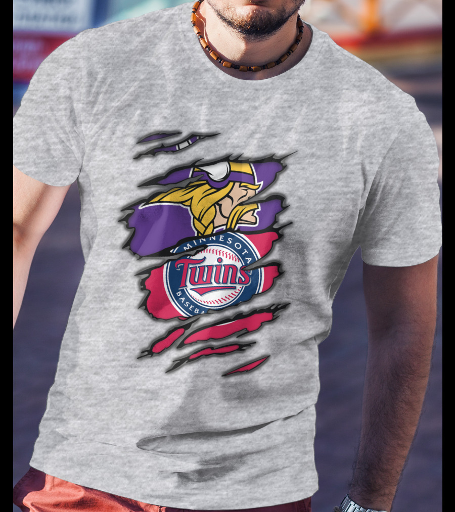 Minnesota Vikings And Twins Baseball Fusion T-Shirt
