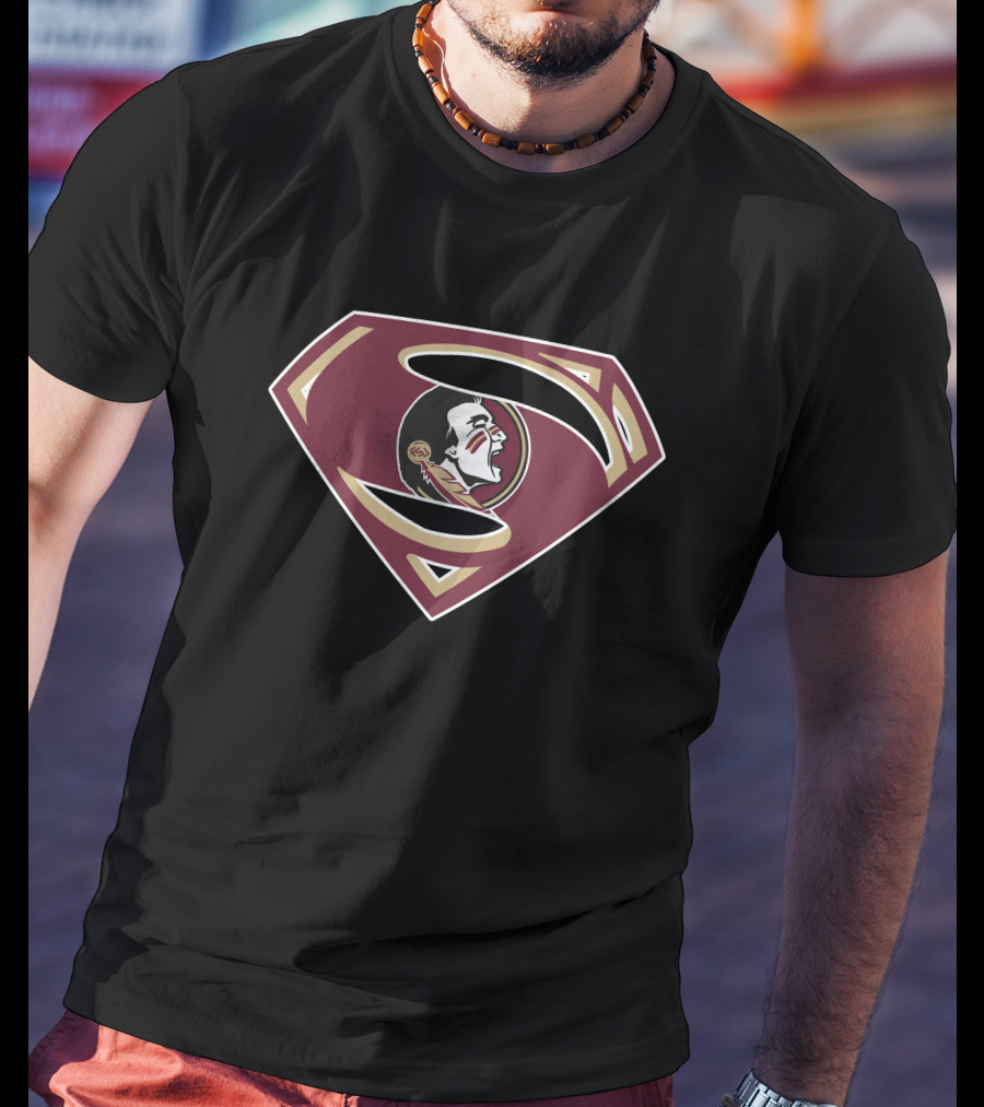 Superman Seminoles Logo With Florida State Seminole Head T-Shirt