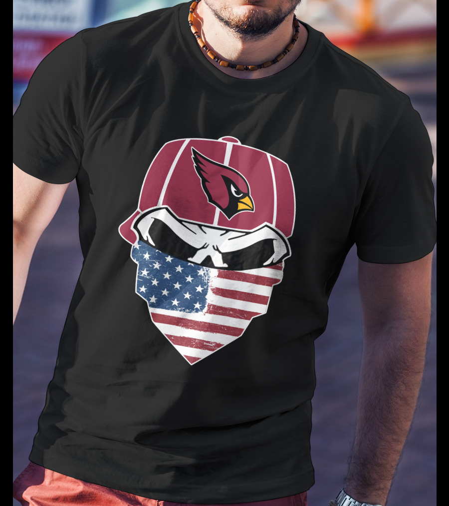 Cardinals Skull American Flag Bandana T-Shirt