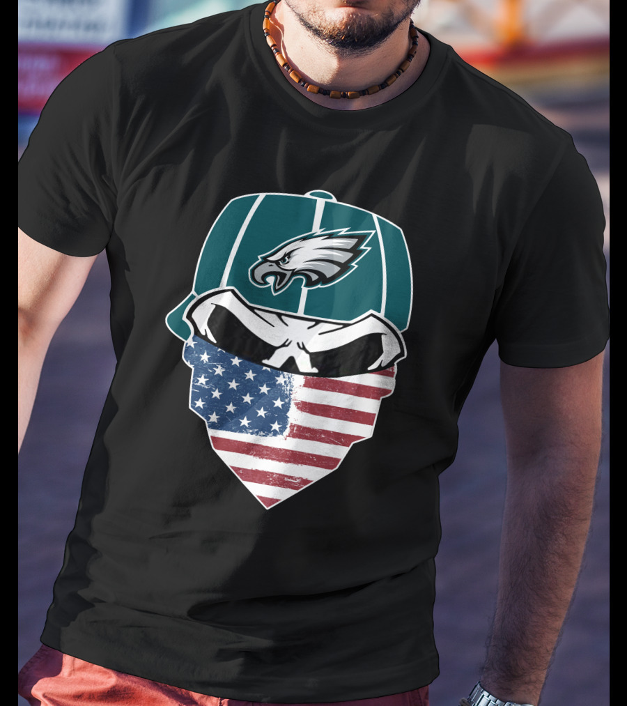 Eagles Skull American Flag Bandana T-Shirt