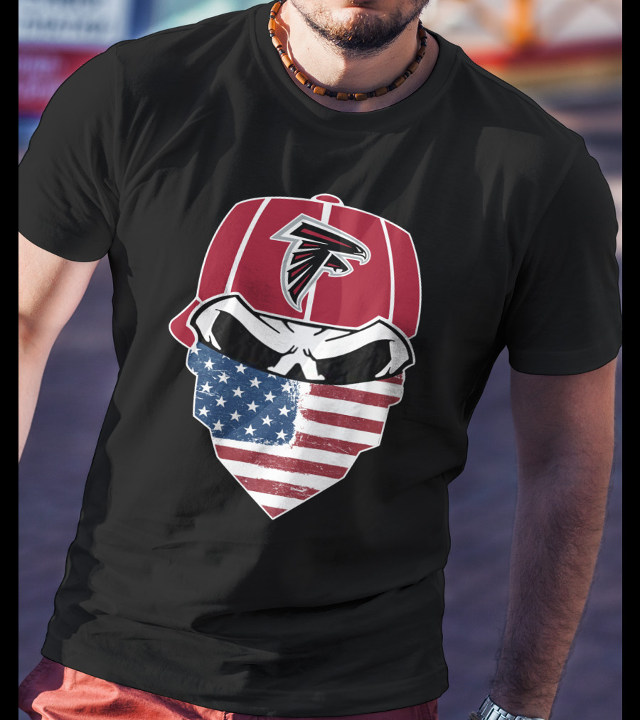 Falcons Skull American Flag Bandana Hat NFL T-Shirt
