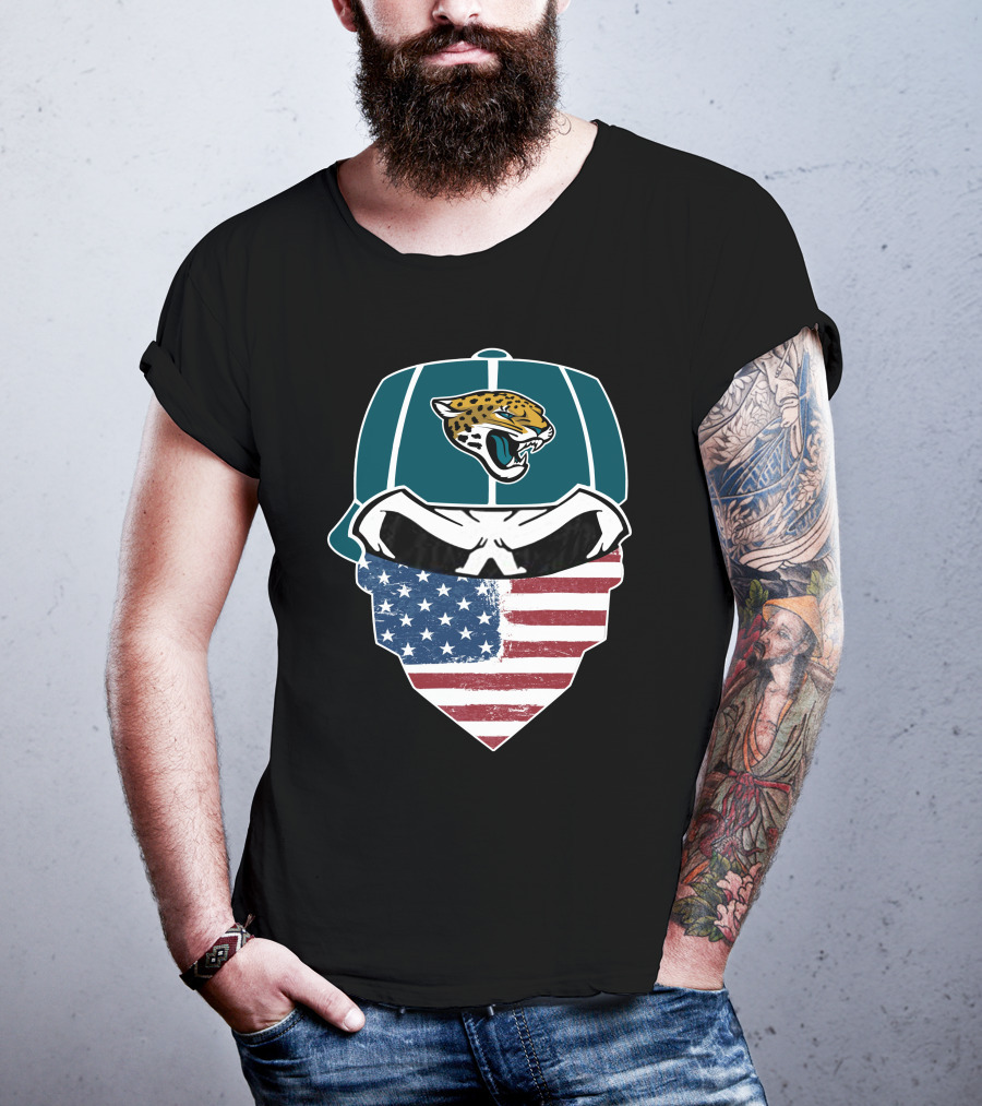 Jaguars Skull American Flag Bandana T-Shirt