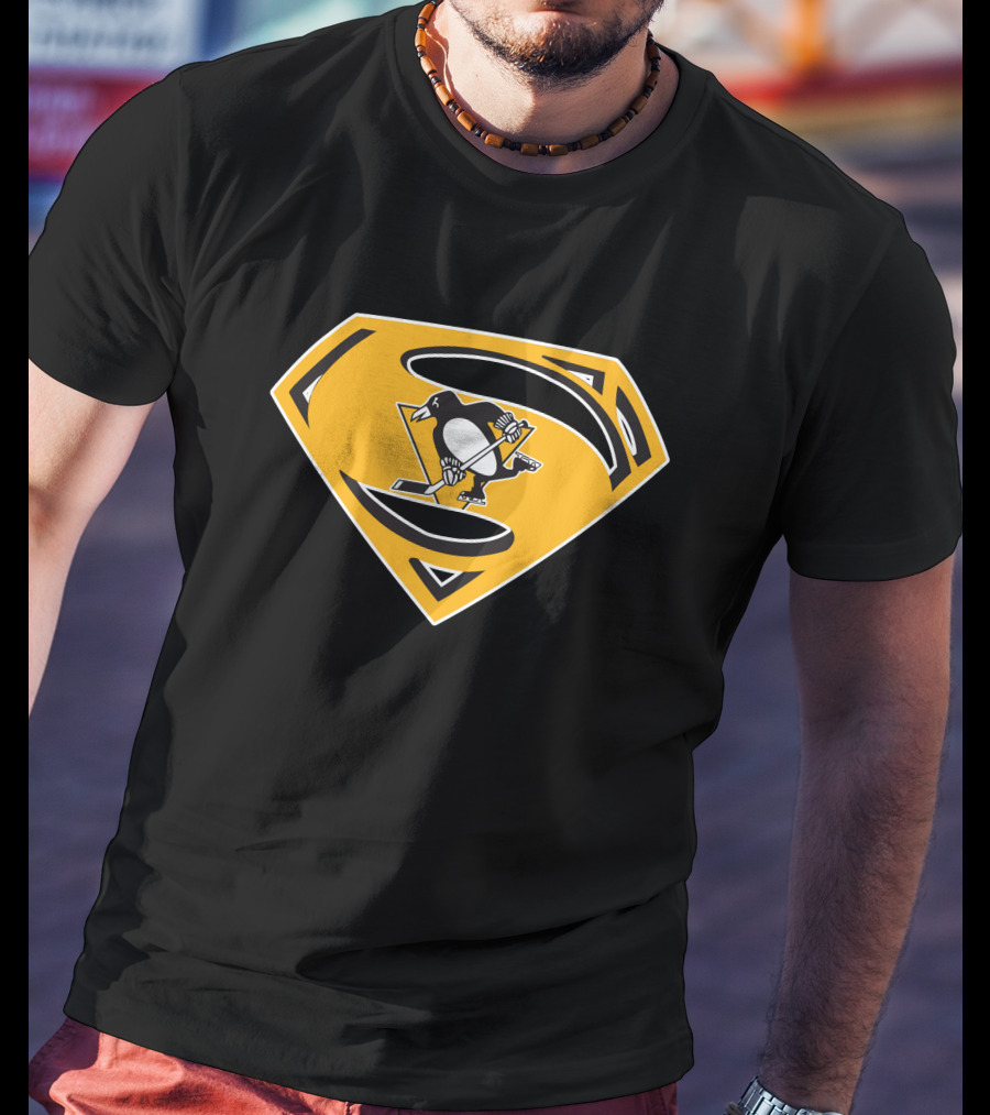 Superman Pittsburgh Penguins Hockey Logo Fusion T-Shirt