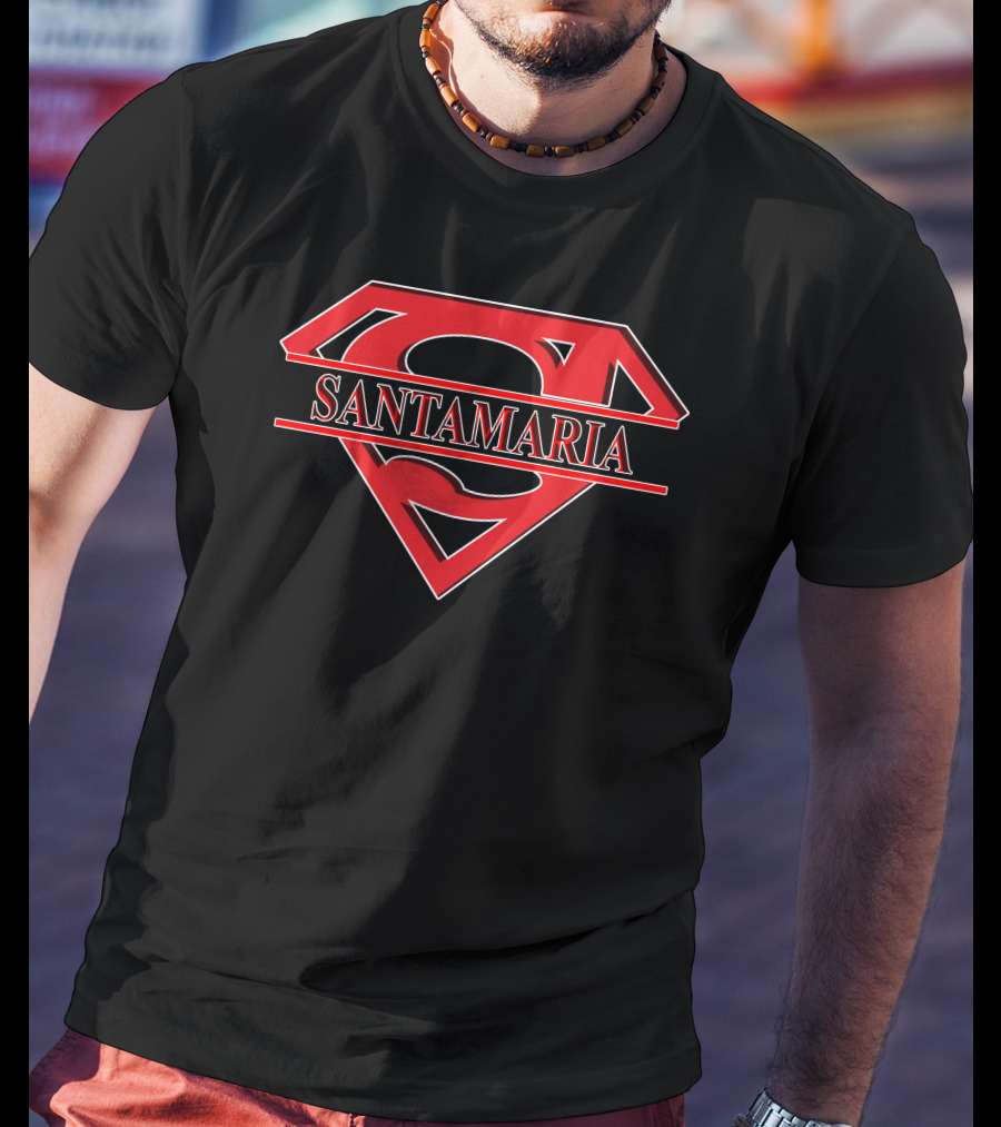 Santamaria Superman Logo Style Red And Black T-Shirt