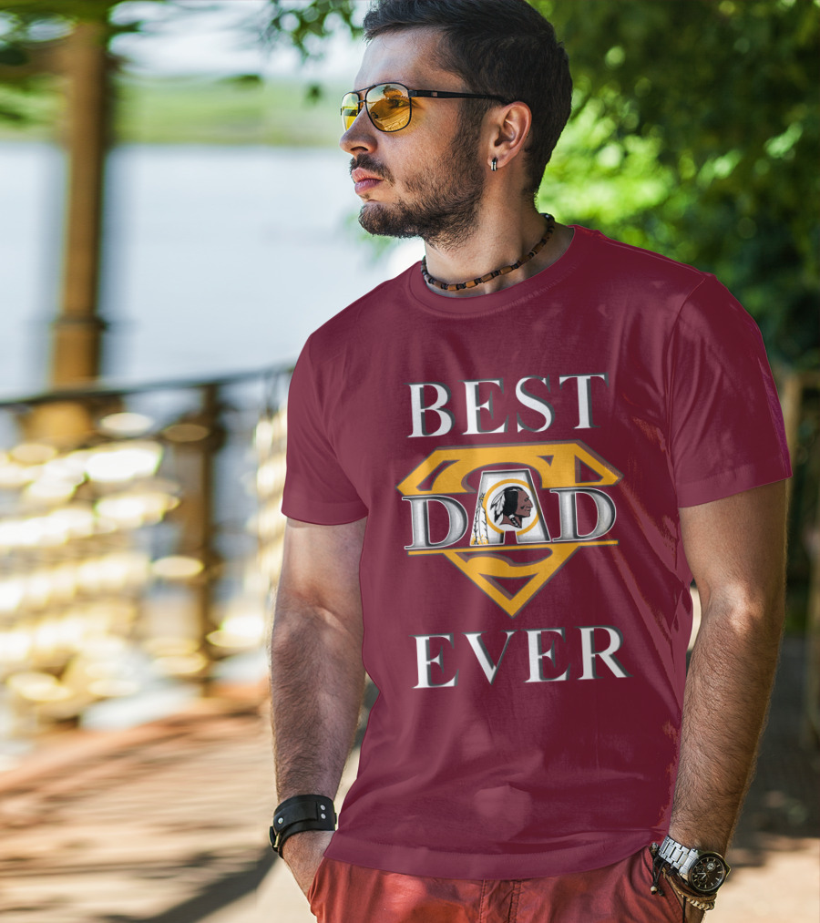 Best Dad Ever Redskins Logo Superman Symbol T-Shirt