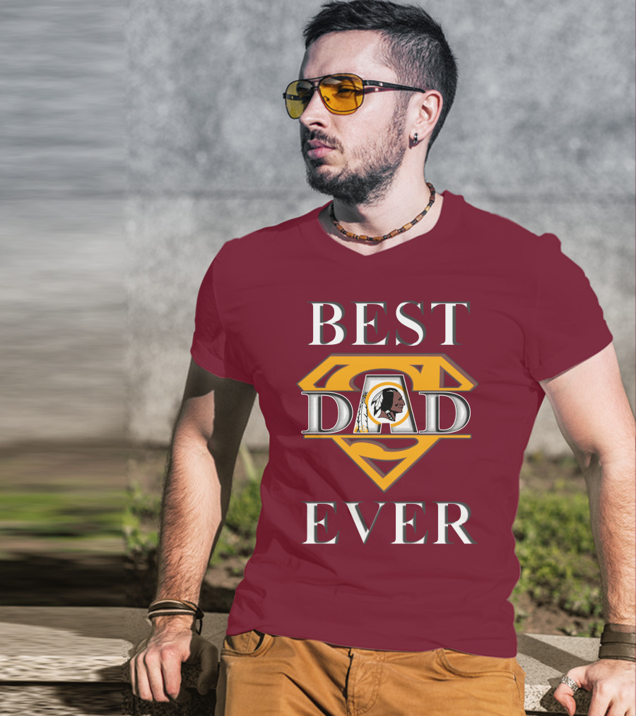 Best Dad Ever Redskins Logo Superman Symbol T-Shirt