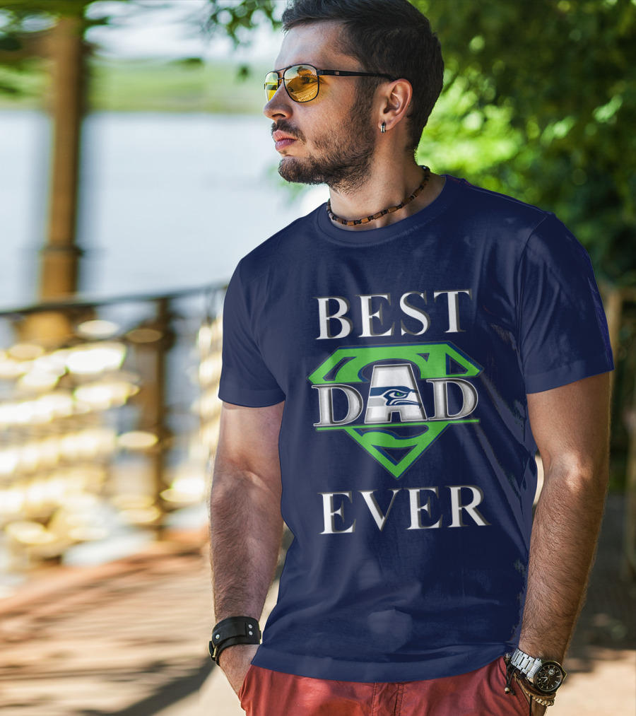 Seahawks Best Dad Ever Superhero T-Shirt