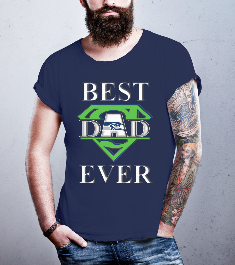Seahawks Best Dad Ever Superhero T-Shirt