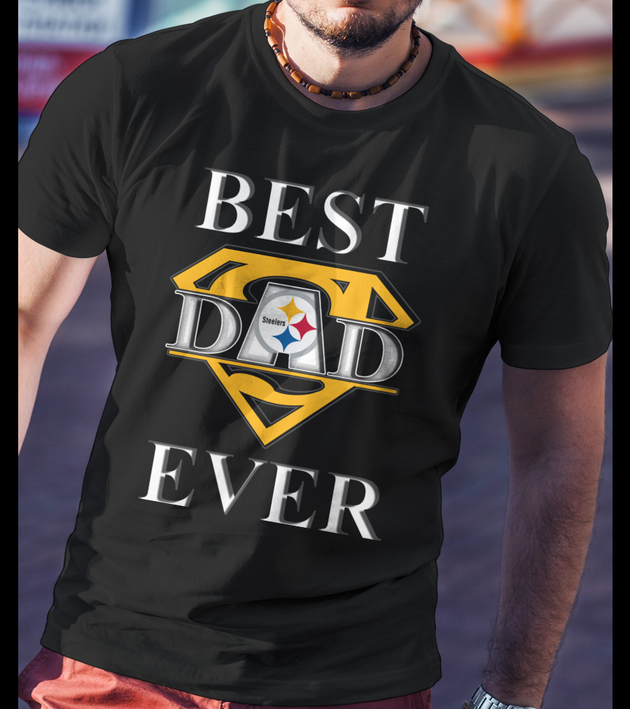 Steelers Best Dad Ever Super Dad Logo Shield T-Shirt