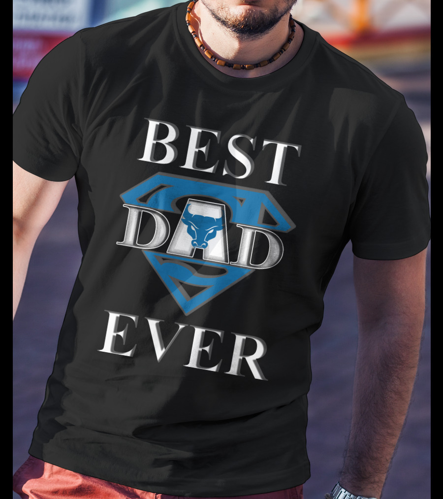 Buffalo Bulls Best Dad Ever Superhero Emblem T-Shirt