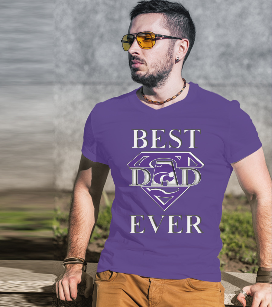 Kansas State Wildcats Best Dad Ever Super Dad Purple T-Shirt