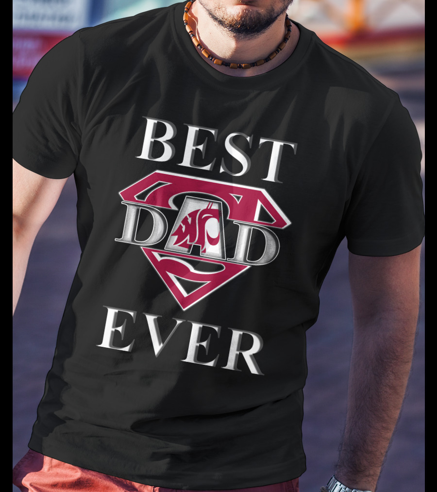 Best Dad Ever Washington State Cougars Superman T-Shirt