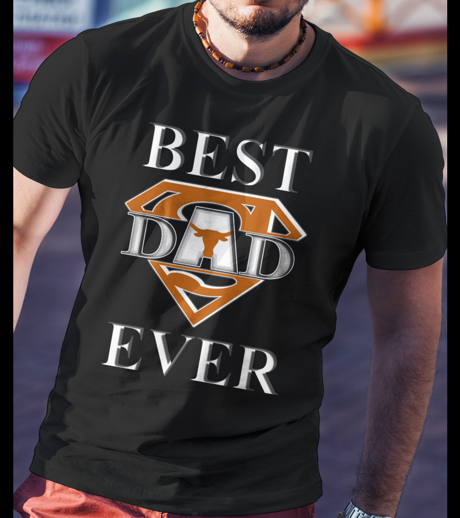 Best Dad Ever Texas Longhorn Superman T-Shirt