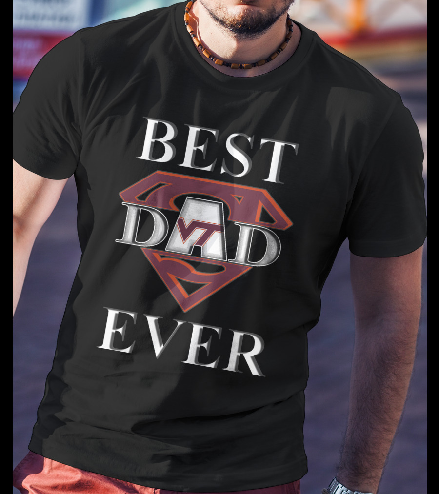 Virginia Tech Hokies Best Dad Ever Superman Shield T-Shirt