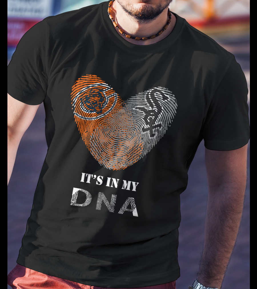 Chicago Bears White Sox It's In My DNA Fingerprint Heart T-Shirt