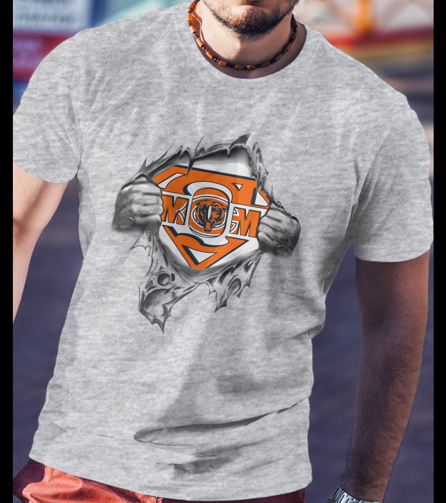 Bears Super Mom Logo With Torn Effect T-Shirt