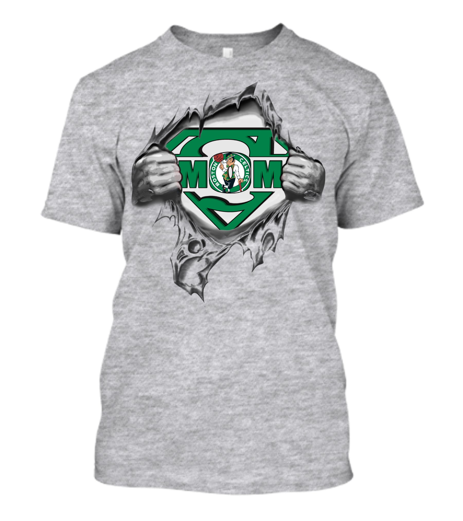 Boston Celtics Mom Super Logo Rip T-Shirt