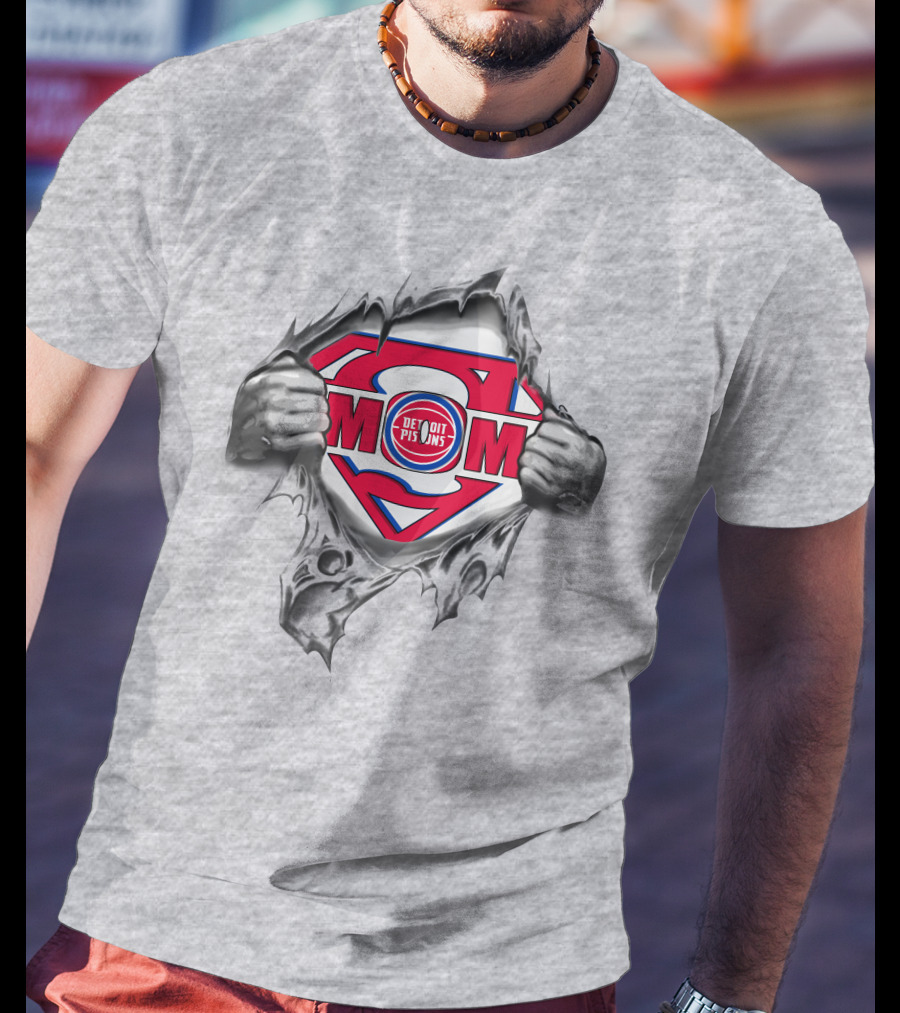 Detroit Pistons Mom Super Emblem T-Shirt