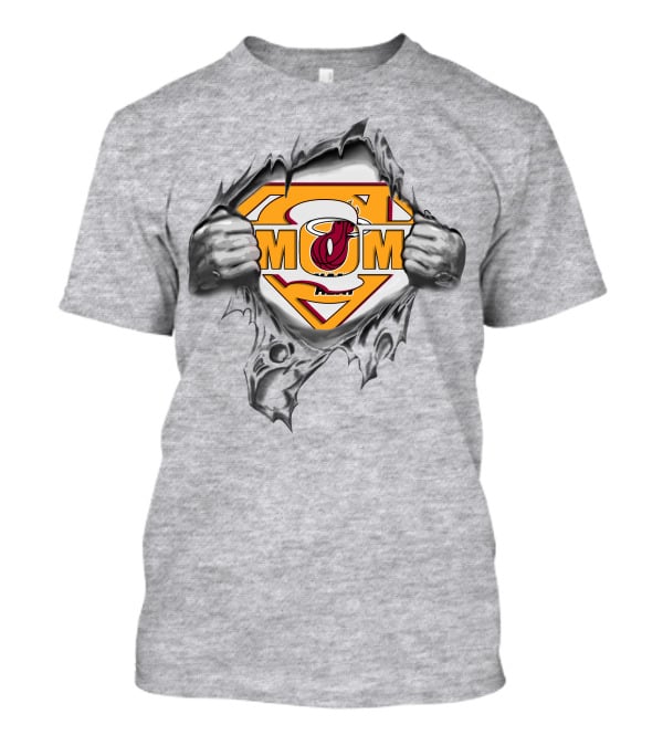 Miami Heat Super Mom Comic Logo Inside Ripped Chest T-Shirt