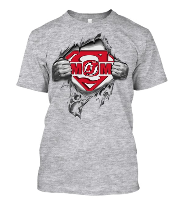 New Jersey Devils Super Mom Logo Superman Style T-Shirt