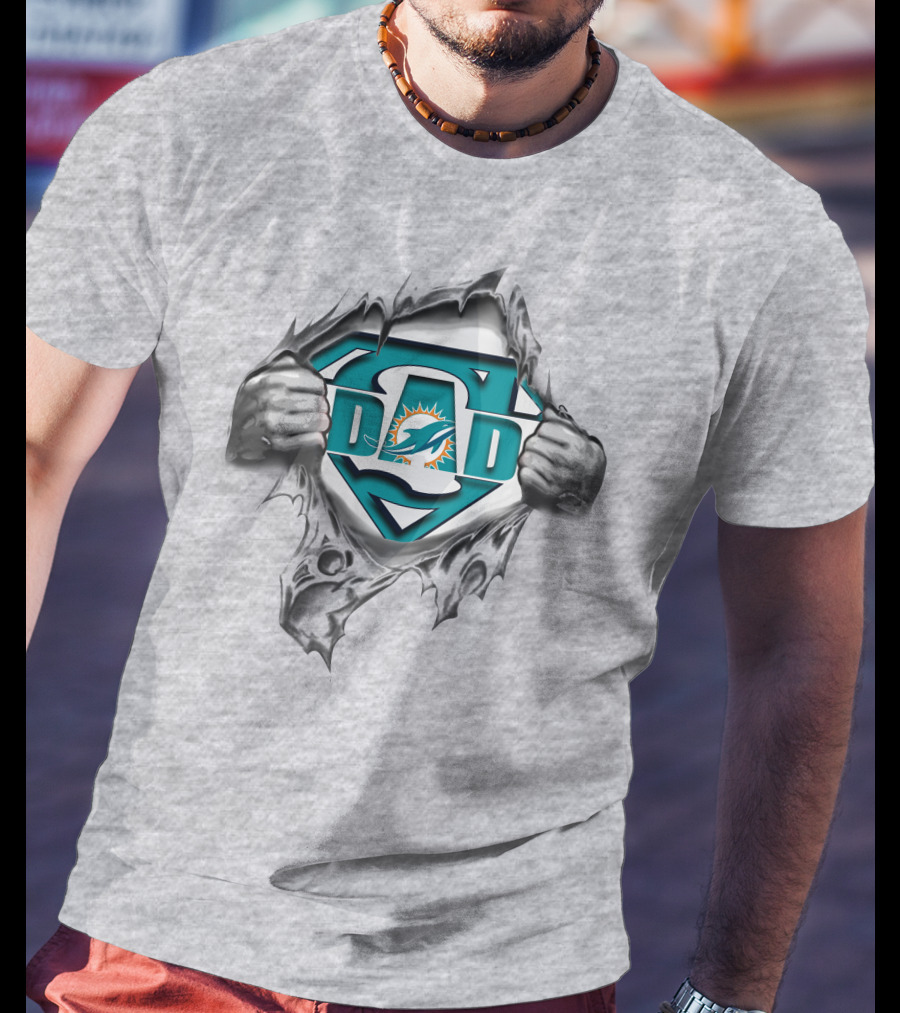 Miami Dolphins Super Dad Concept Football Fan T-Shirt