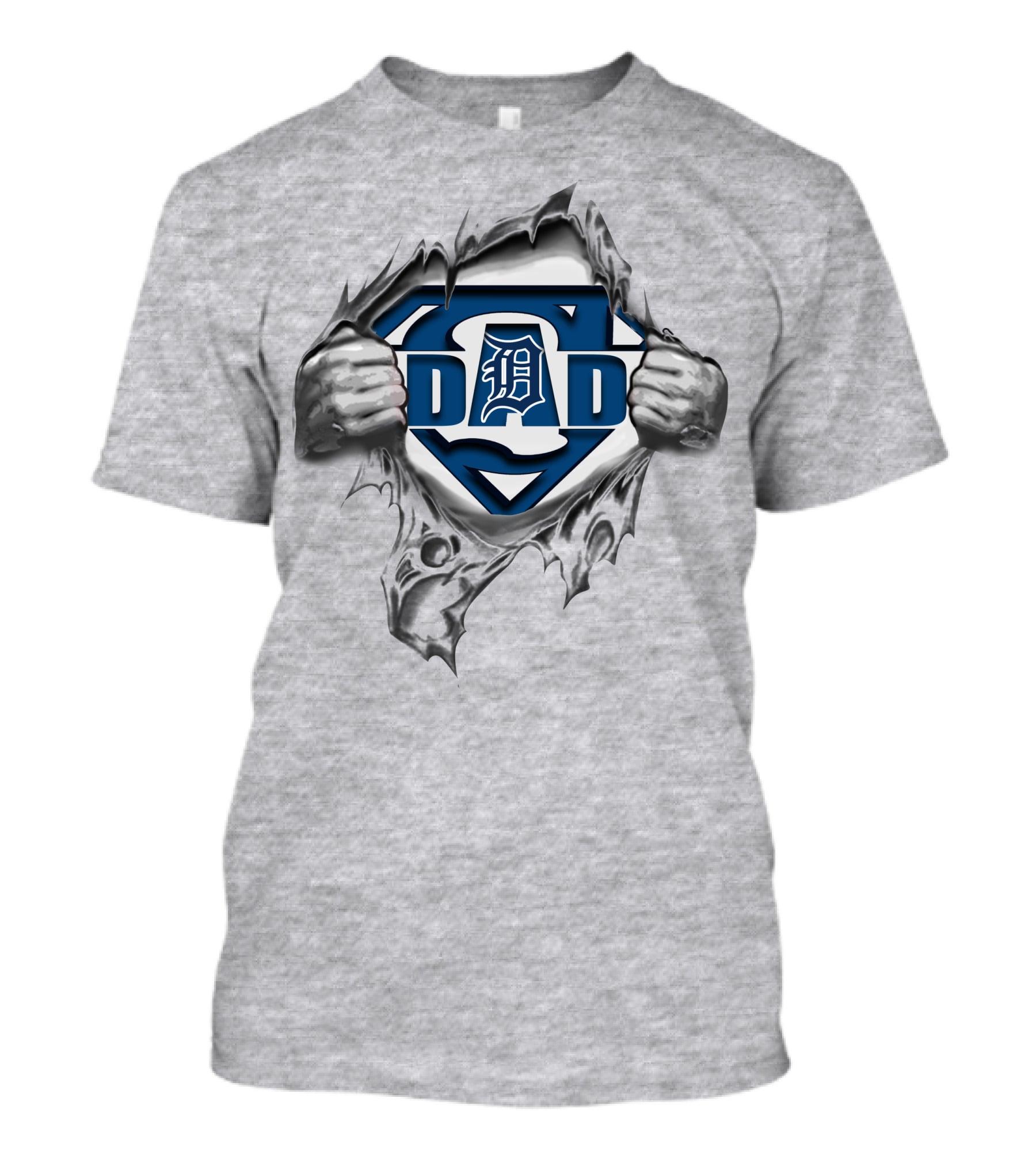 Detroit Tigers Super Dad Emblem With Symbolic Hands T-Shirt