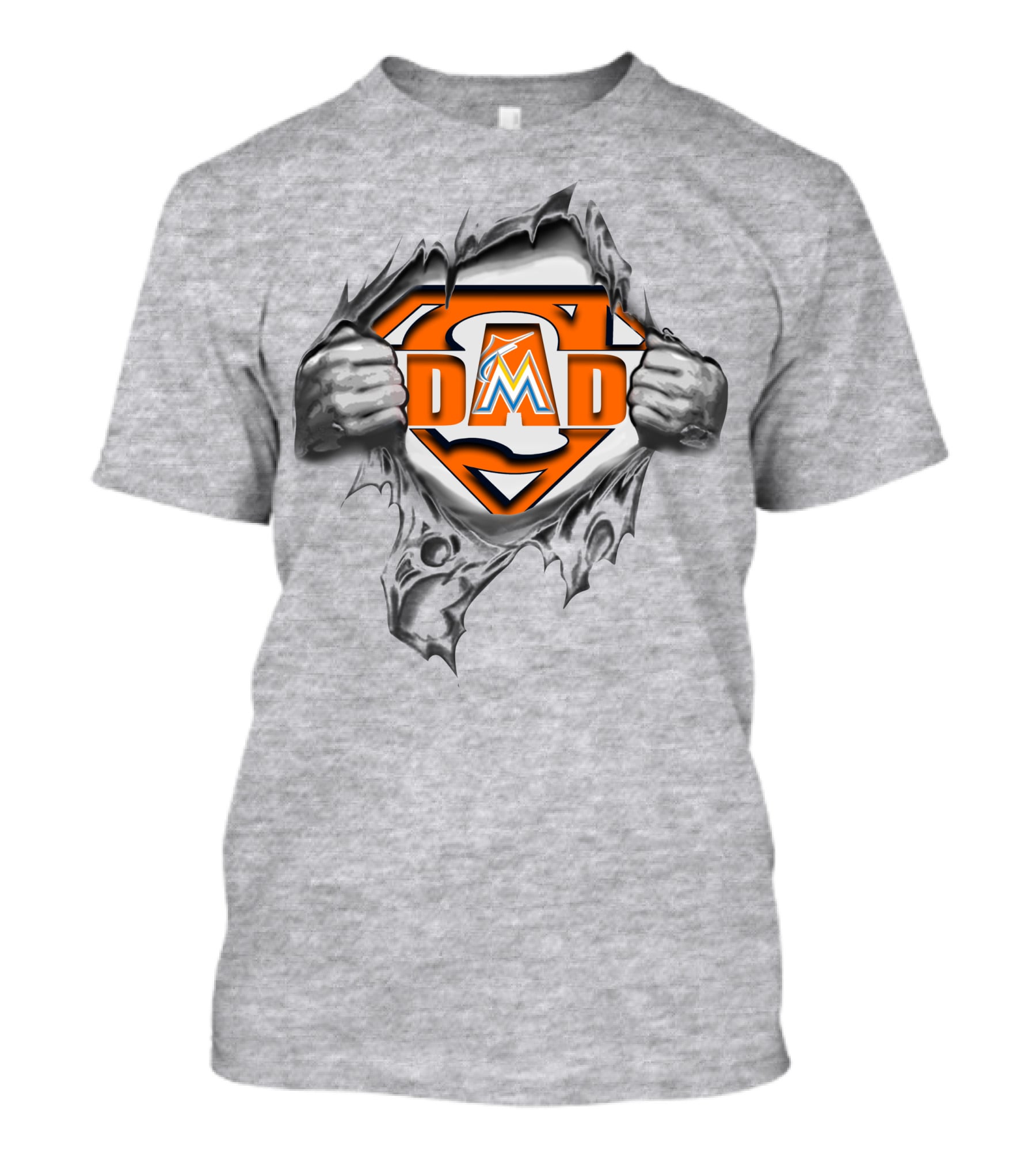 Super Dad Miami Marlins Logo Rip T-Shirt